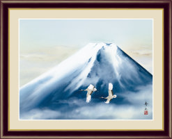 富士山水画名入れ　黎明富士　綿の実工房