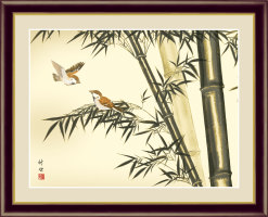竹に雀【花鳥画年中飾り】：綿の実工房