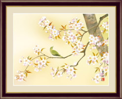 桜に鶯【花鳥画春飾り】：綿の実工房