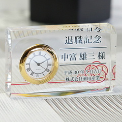 DT-1 カラー印刷 クリスタル時計 名入れギフト 名入れ記念品 綿の実工房