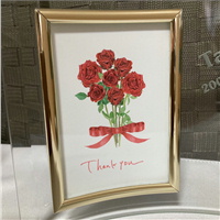 フォトフレーム名入れ フォトフレームカード 赤いバラの花束 オリジナルギフト 綿の実工房