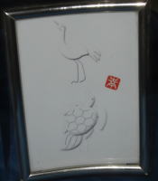 フォトフレームカード「鶴と亀（イラスト）」 フォトフレーム名入れ オリジナルギフト 綿の実工房