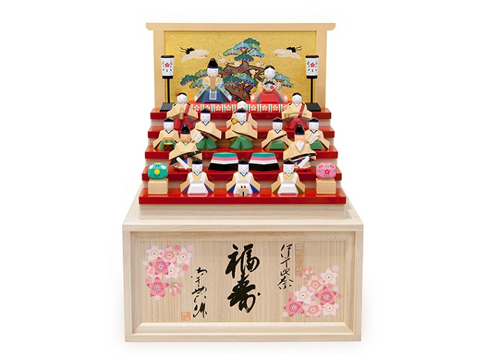 福寿 雛人形伊予一刀彫木彫り 段飾り おひなさま 南雲 桃の節句 初節句 名入れ木札