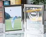 ミラーフォトフレーム名入れ ゴルフホールインワン達成記念品 名入れギフト・名入れ記念品 綿の実工房