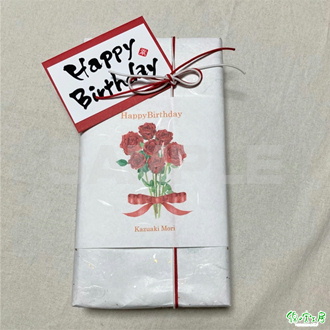 赤いバラの花束 熨斗風和紙ラッピング 吉語和紙 オリジナルギフト メッセージカード 名入れギフト名入れ記念品 綿の実工房