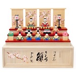 さくら雛十人飾り 雛人形伊予一刀彫木彫り 段飾り おひなさま 南雲 桃の節句 初節句 名入れ木札
