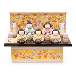 雛人形一刀彫木彫 めい五人飾り ひな人形 南雲 初節句 名入れ木札付