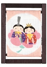 桃の節句 ミニ木枠タペストリー 桜雛人形 おひなさま 綿の実工房