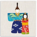 麻のファブリックパネル ひな 壁飾り 桃の節句飾り