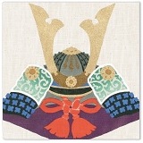 麻のファブリックパネル 兜 壁飾り 端午の節句飾り