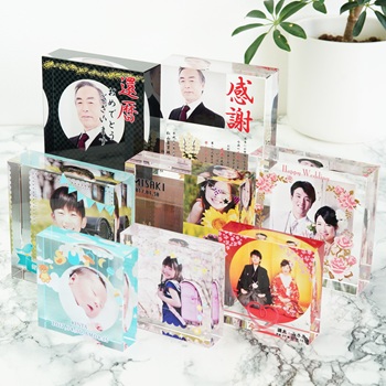 思い出クリスタル名入れ カラー印刷 ペット メモリアル 名入れ記念品 オリジナルギフト 綿の実工房