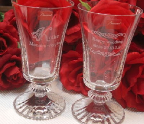 ミルニュイワイングラス バカラグラス名入れ Baccarat 側面名入れ ペアグラス 名入れギフト・名入れ記念品 綿の実工房