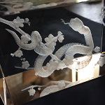3Dクリスタル 3Dレーザー彫刻 巳 ヘビ 綿の実工房