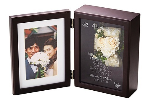 フラワーアレンジメッセージ&フォトフレーム オフホワイト フラワーギフト記念品 プリザーブドフラワー