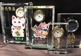 福時計名入れ 招き猫 七福神 花文字 縁起物 名前入り オリジナルギフト 名入れ記念品 綿の実工房