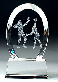 811スポーツ バレーボール クリスタルスポーツトロフィー 名入れ記念品 綿の実工房