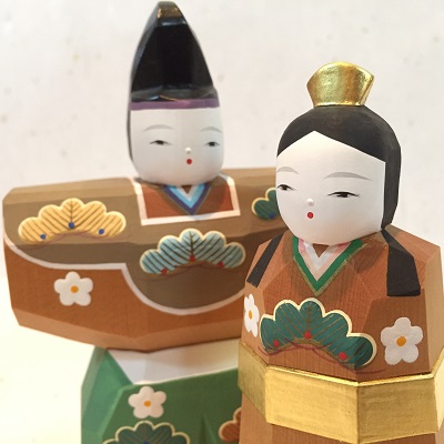 おびな めびな 立雛 雛人形伊予一刀彫木彫人形 南雲 雛飾り