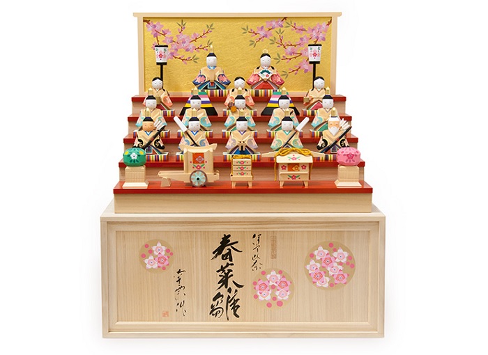 春菜雛大 雛人形伊予一刀彫木彫り 段飾り おひなさま 南雲 桃の節句 初節句 名入れ木札
