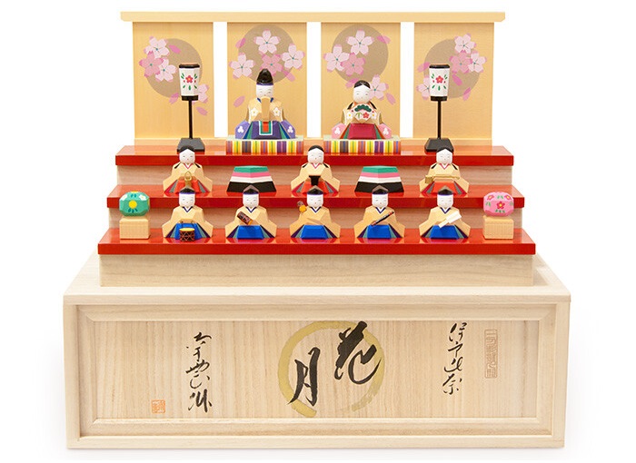 花月 雛人形伊予一刀彫木彫り 段飾り おひなさま 南雲 桃の節句 初節句 名入れ木札