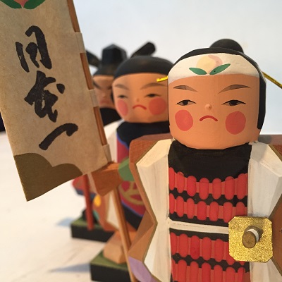 五月人形伊予一刀彫り木彫り 表情 桃太郎 南雲